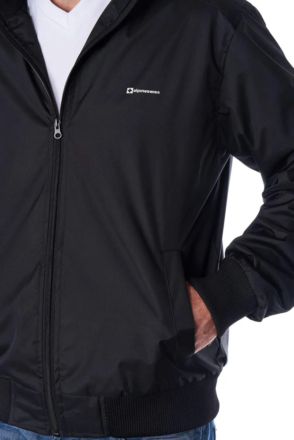 Alpine Swiss Alvin Mens Lightweight Bomber Jacket Casual Windbreaker Varsity Style Coat Versatile Stylish Everyday Outerwear