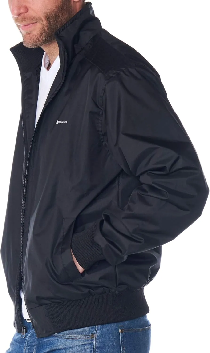 Alpine Swiss Alvin Mens Lightweight Bomber Jacket Casual Windbreaker Varsity Style Coat Versatile Stylish Everyday Outerwear