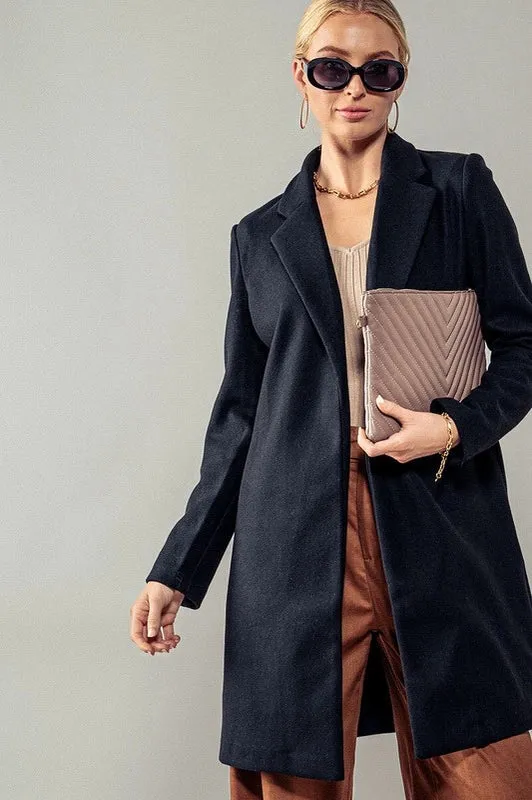 Basic Knit Coat Jacket BLACK