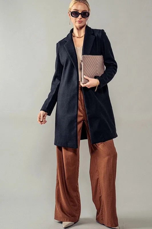 Basic Knit Coat Jacket BLACK