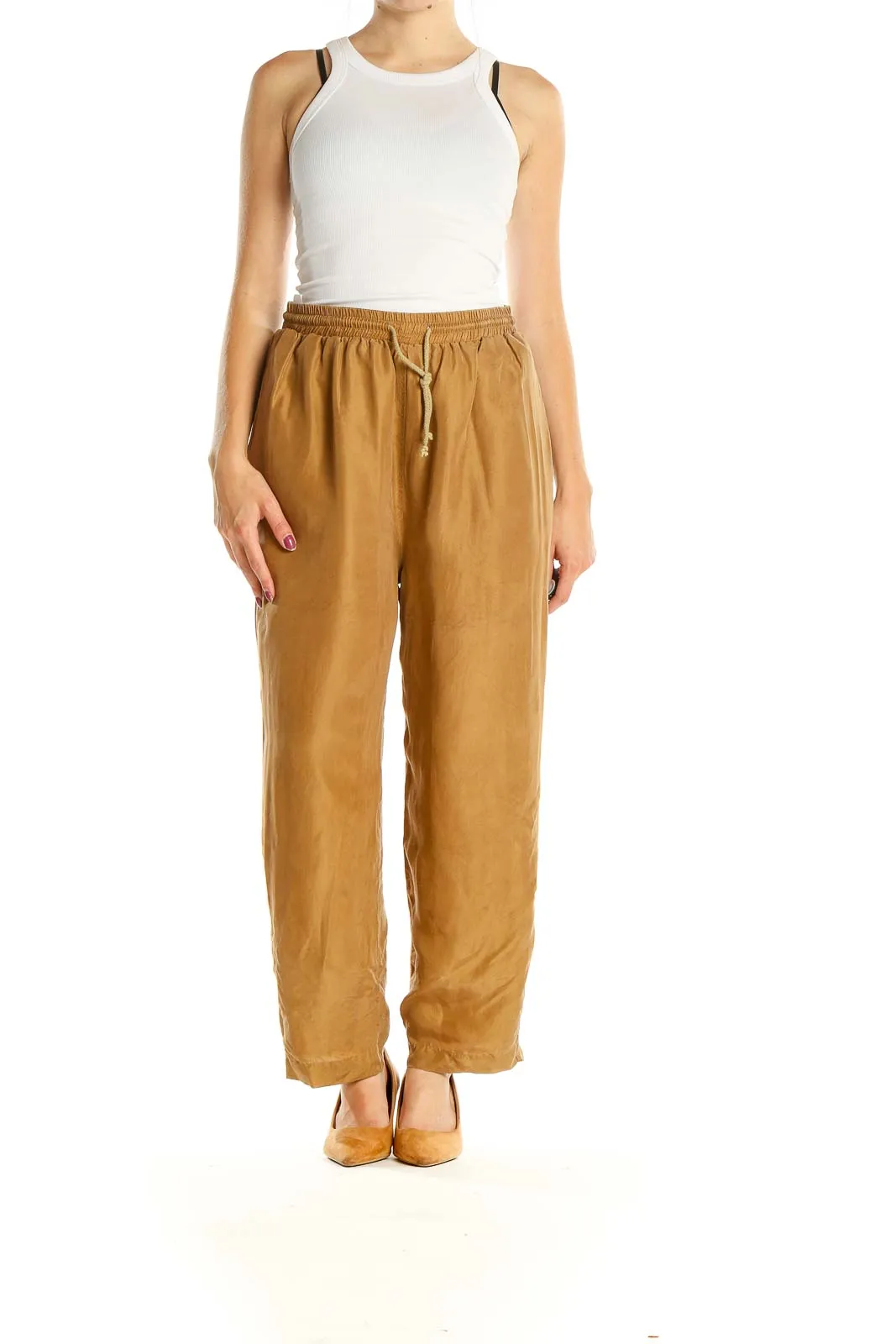 Camel Relaxed Fit Drawstring Pants