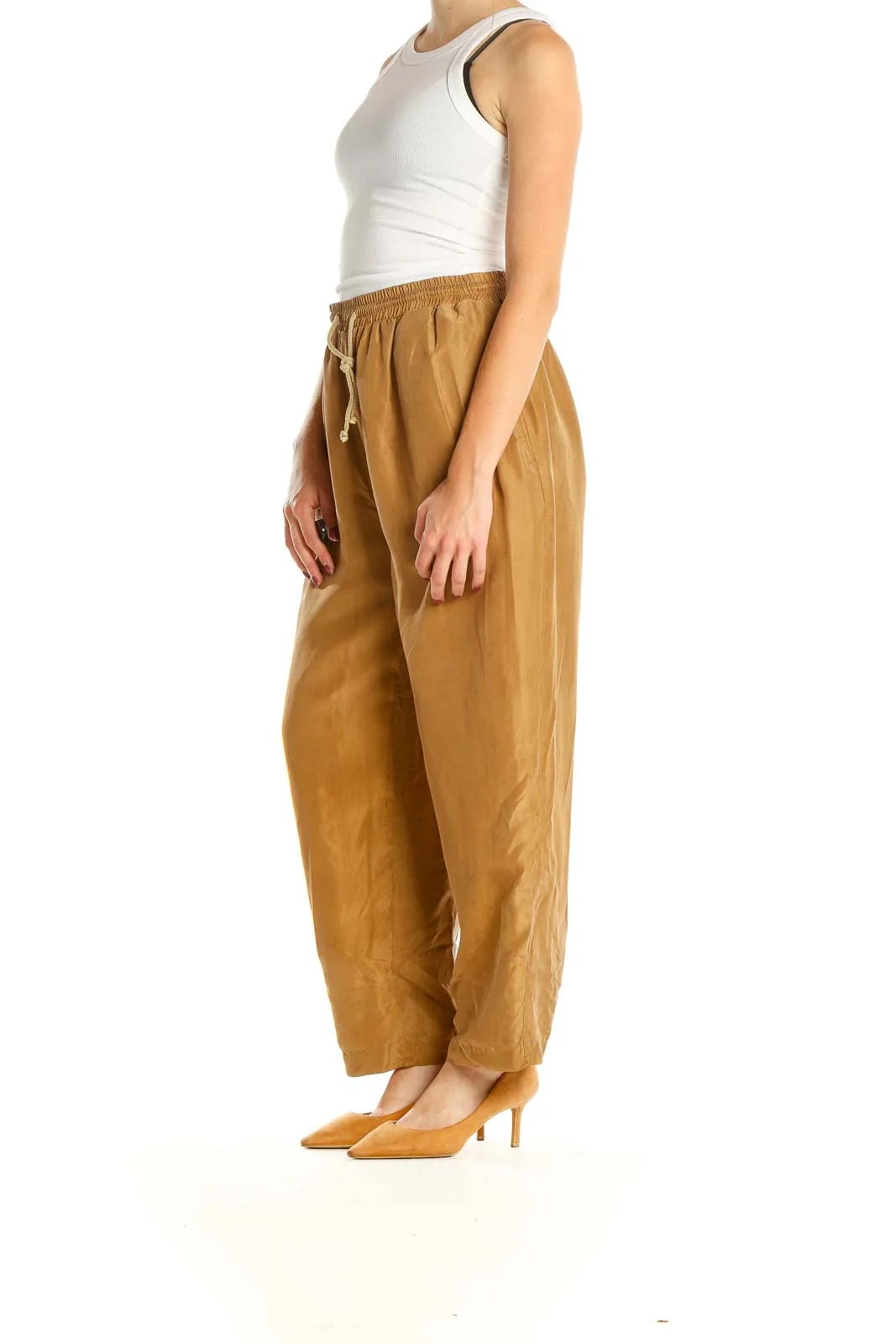 Camel Relaxed Fit Drawstring Pants