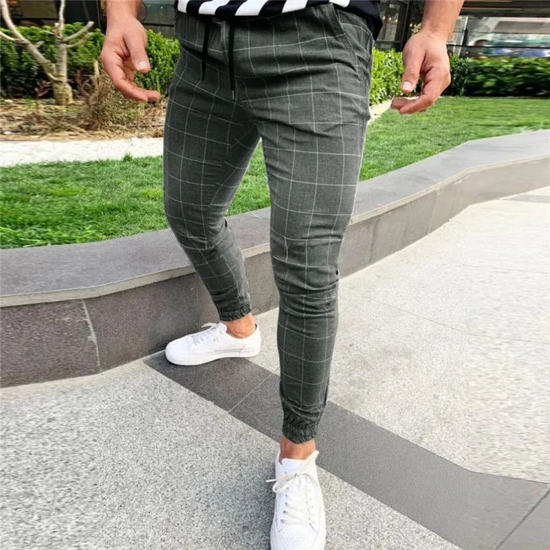 Chinos Plaid Straight Trousers