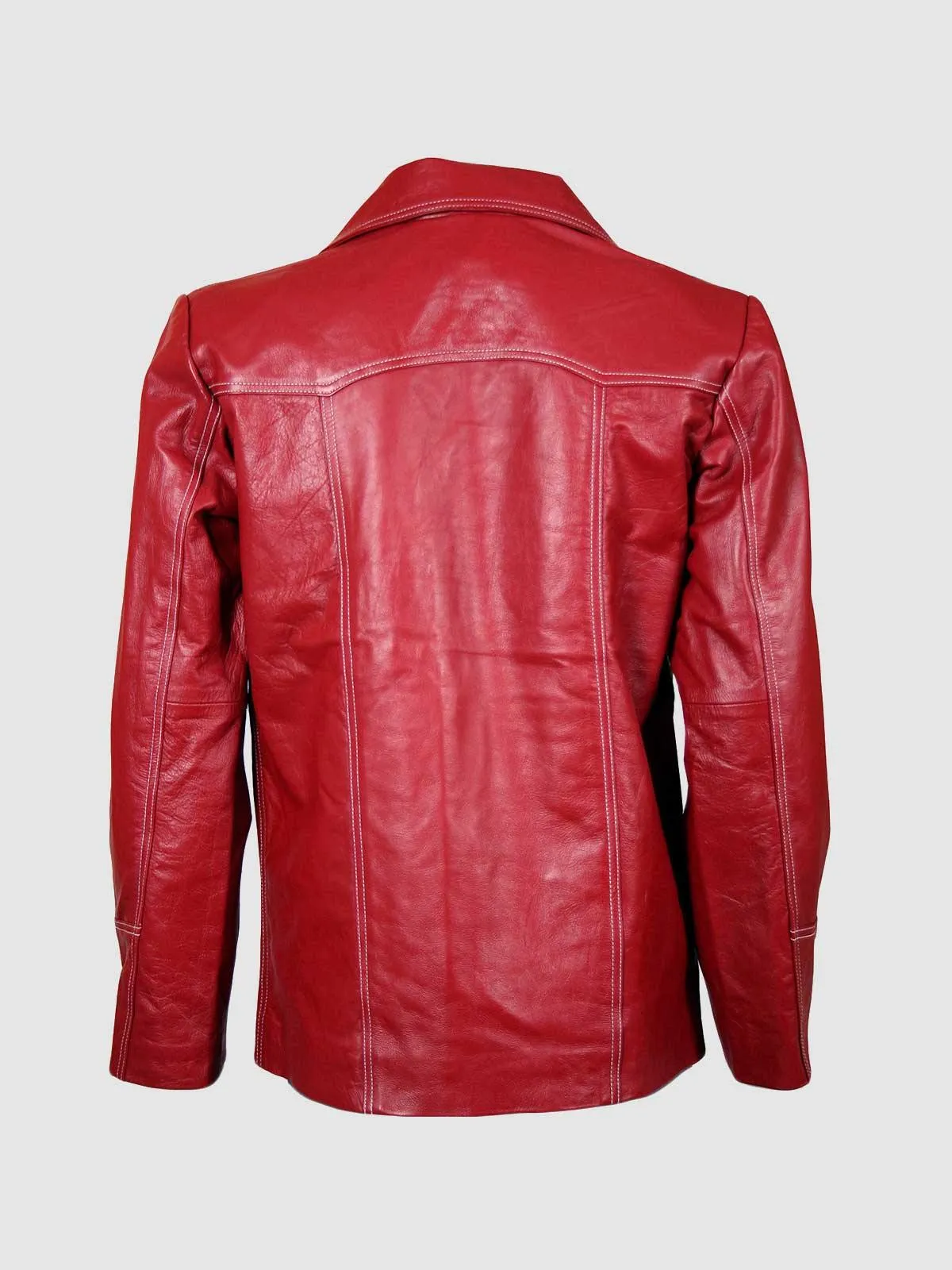 Classic Red Leather Coat
