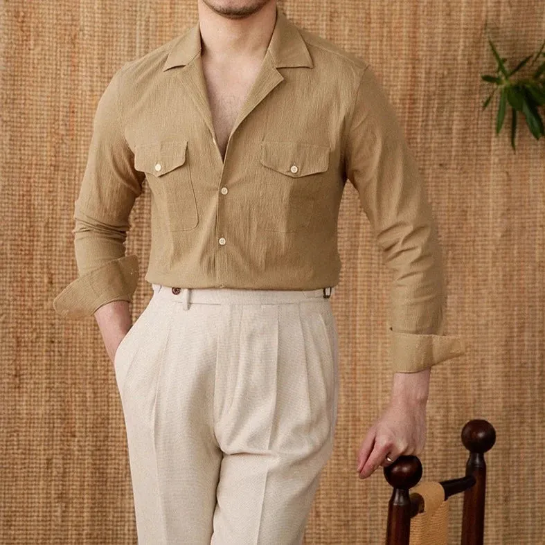 Cuban collar relaxed fit elegant shirt