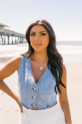 Denim Button Up Vest - FINAL SALE