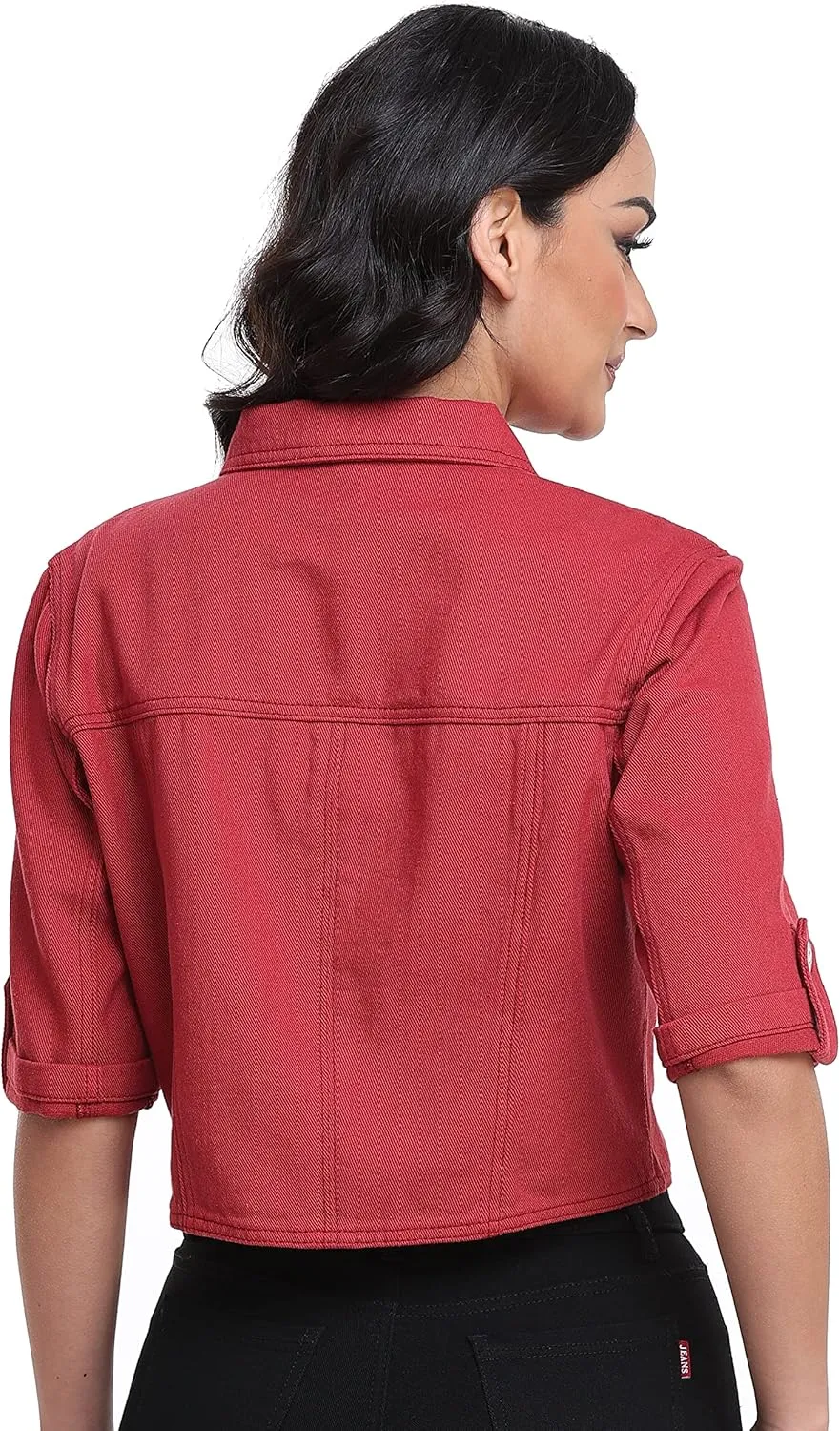 Dilgul Women's Denim Jacket Button Down Short Sleeve Cropped Jean Jacket Coat