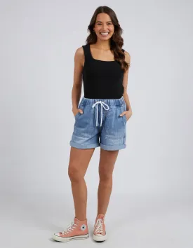 Elm Emma Relaxed Denim Short Mid Blue Wash