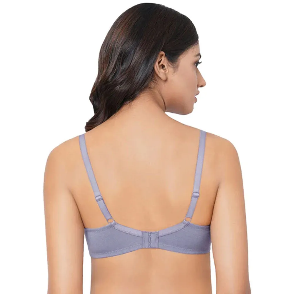 Essentials Non-padded Non-wired Full Cup Everyday Wear Cotton Blend T-Shirt Bra - Blue