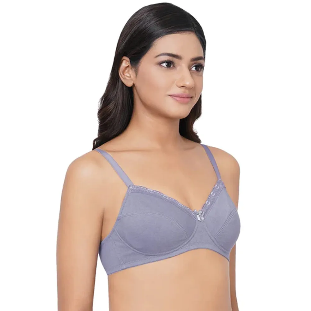 Essentials Non-padded Non-wired Full Cup Everyday Wear Cotton Blend T-Shirt Bra - Blue