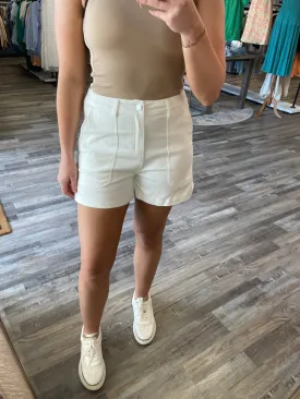 Front Pocket Denim Shorts - White
