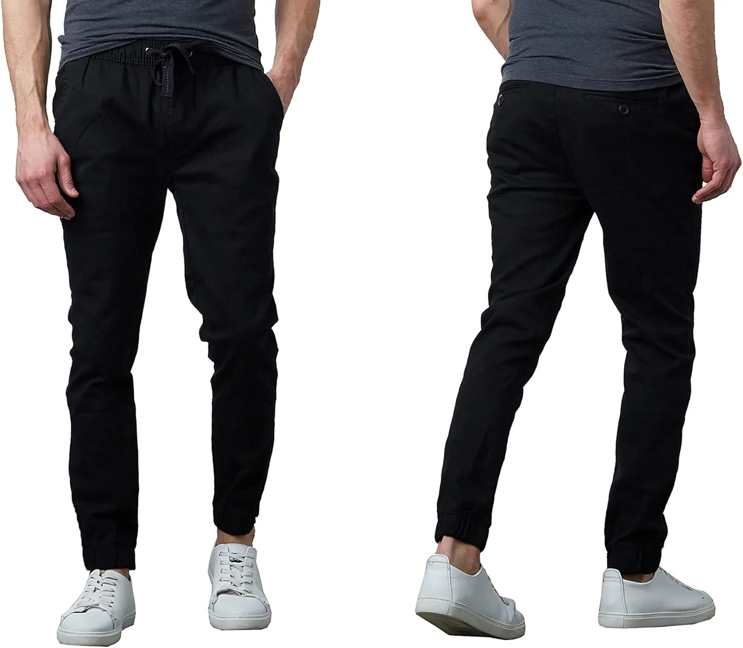 Galaxy by Harvic Men's Basic Stretch Twill Joggers Chinos Hiking Drawstring