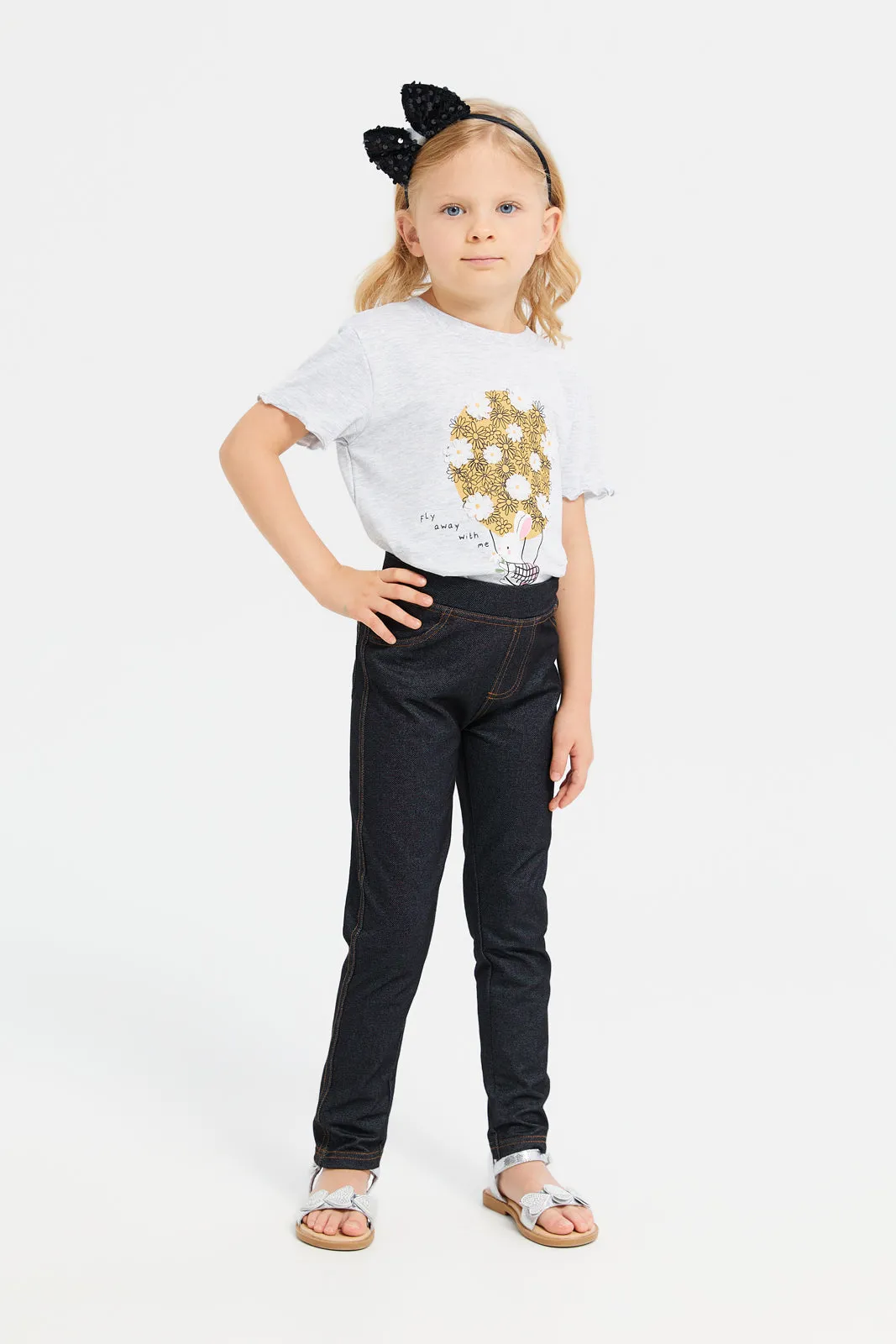Girls Black Skinny Knit Jeggings