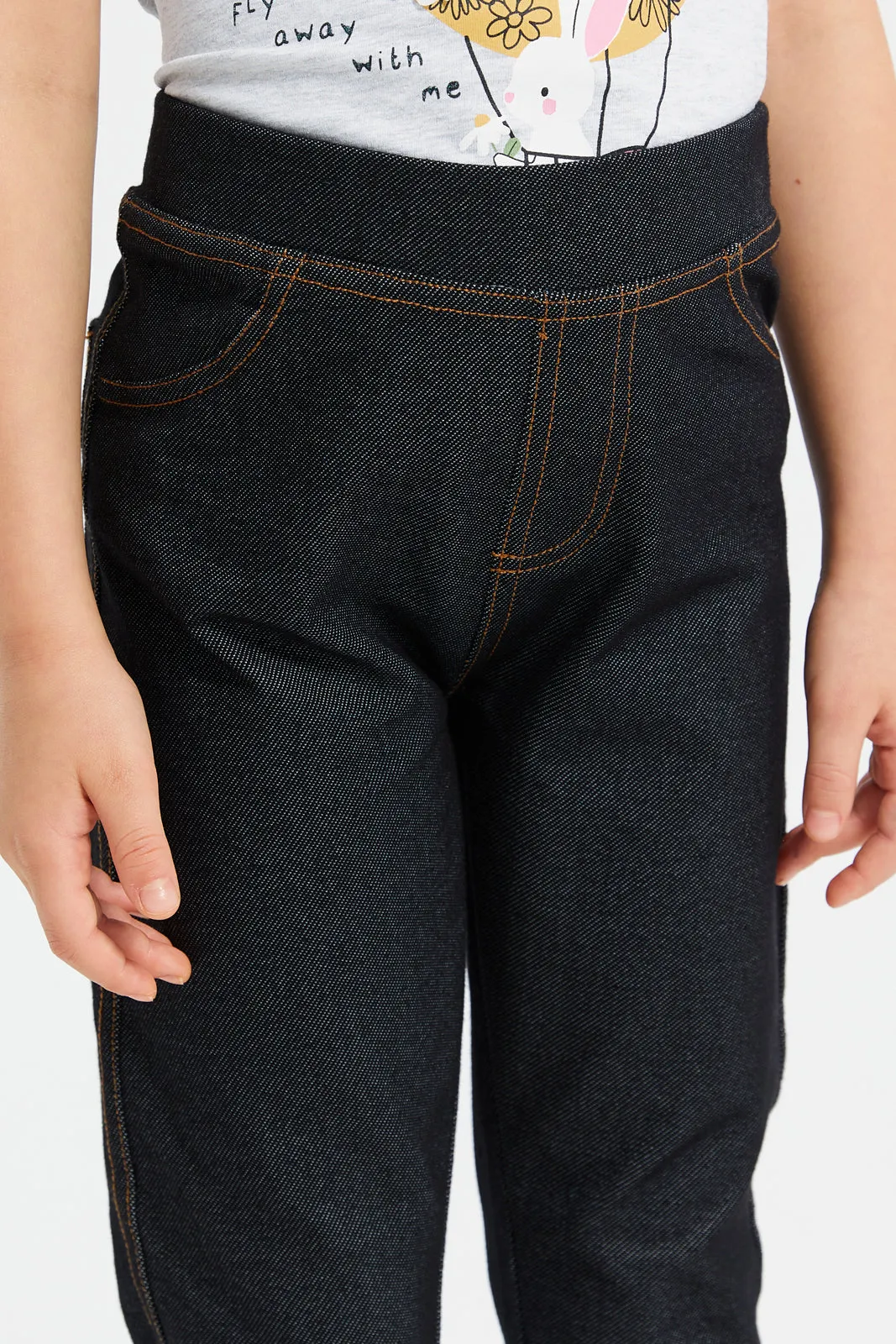 Girls Black Skinny Knit Jeggings