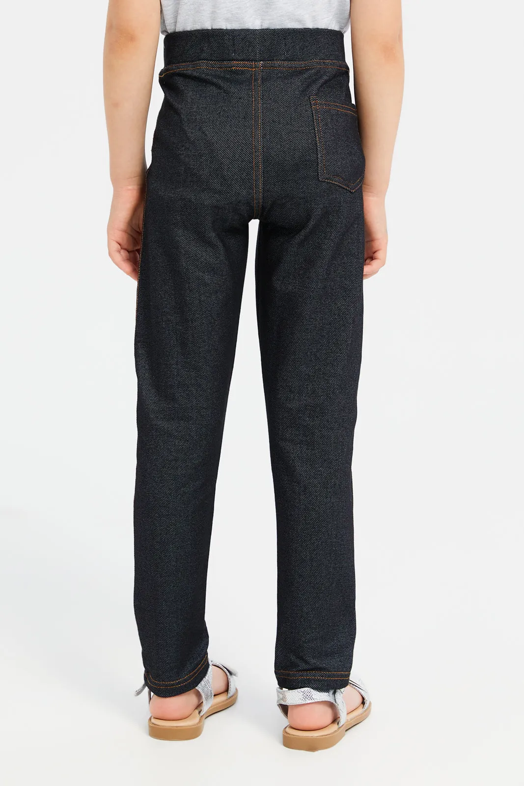 Girls Black Skinny Knit Jeggings