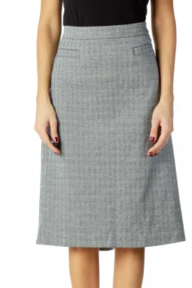 Gray Herringbone Pencil Skirt