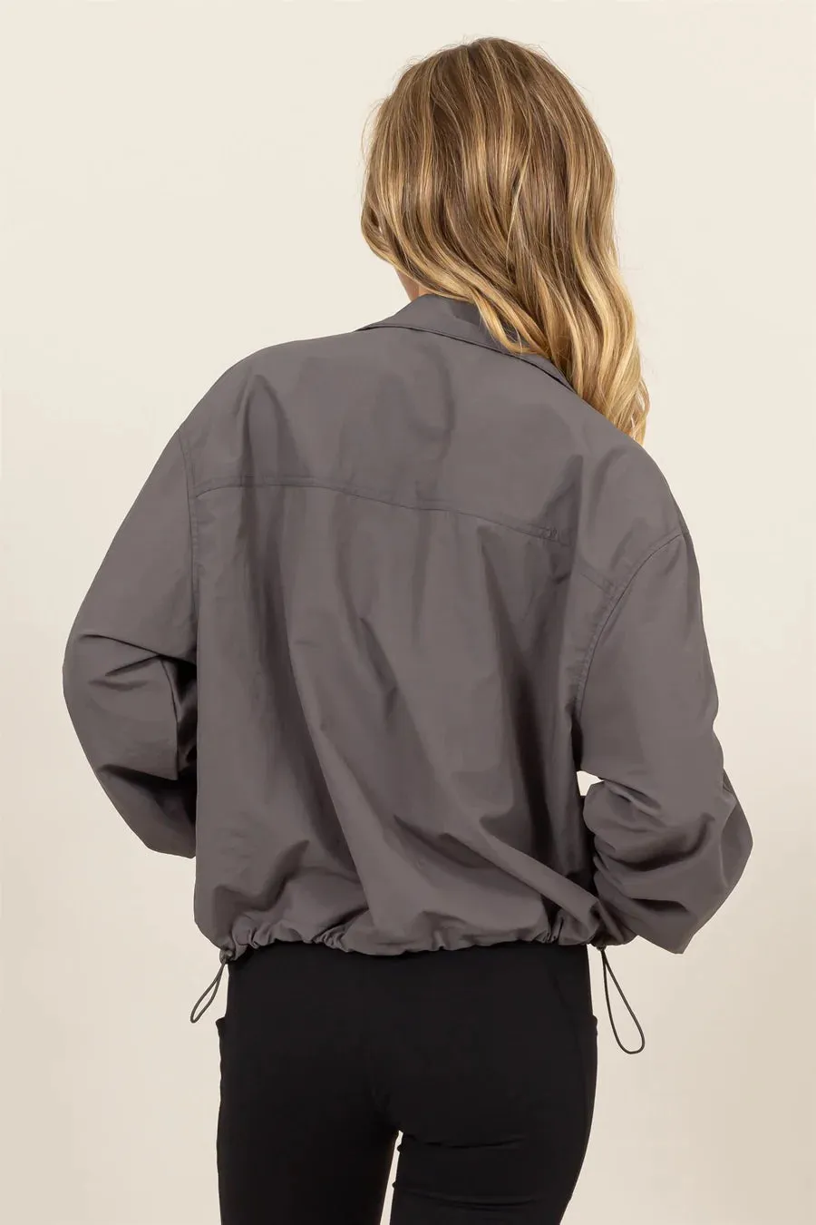 Gray Nylon Windbreaker