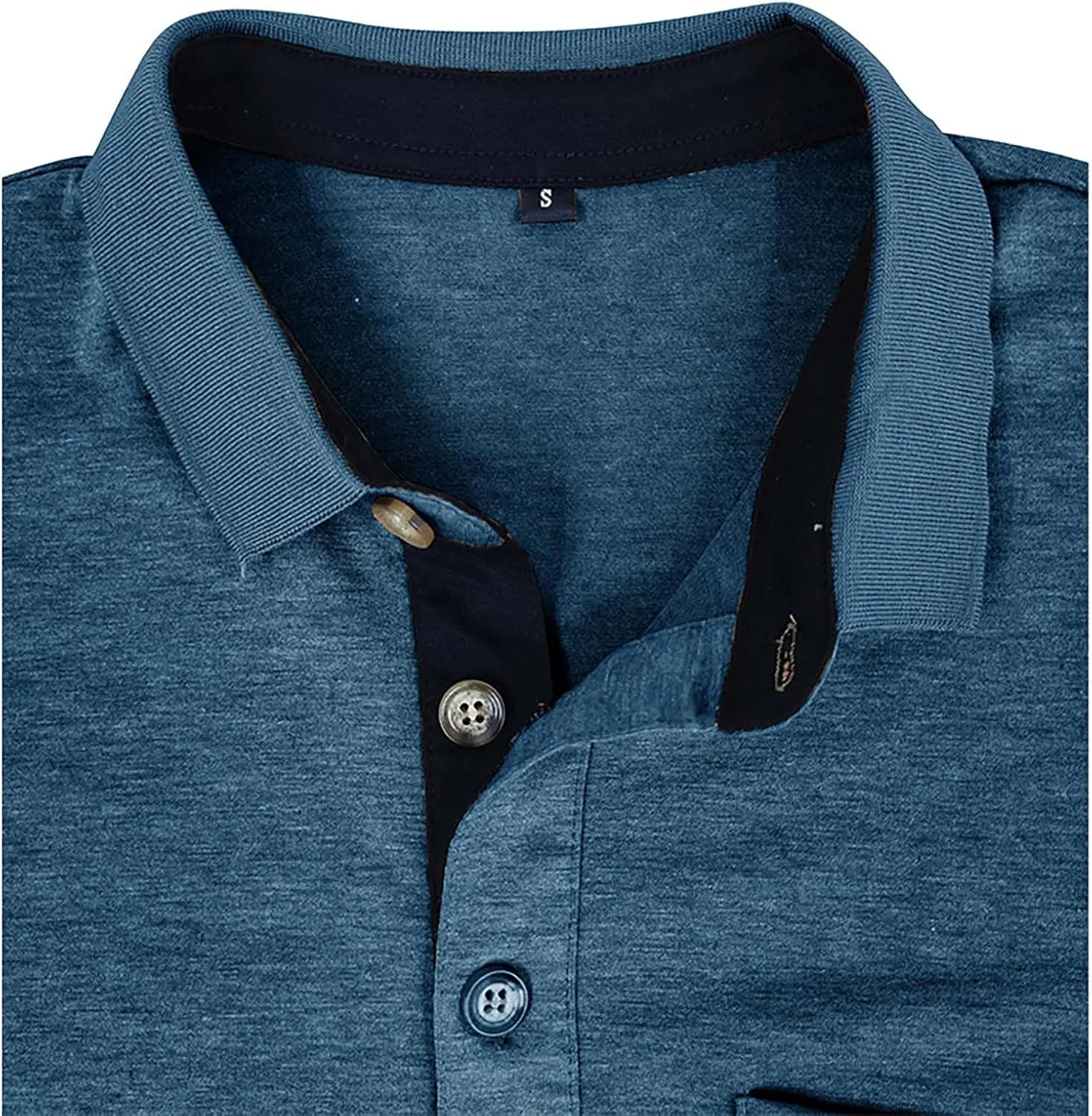 HXHYQKP Men's Polo Shirts Summer Short Sleeve Casual 3 Button T-Shirts Classic Basic Golf Work Tees Tops with Pocket