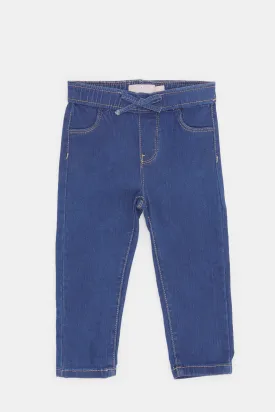 Infant Girls Navy Plain Jeggings