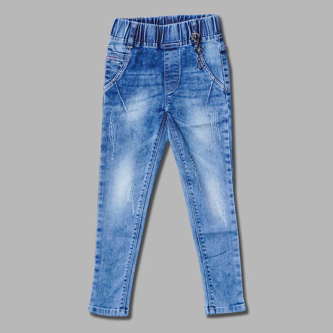 Jeggings for Girls with Rugged Pattern