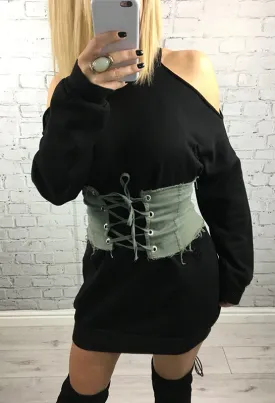 Khaki Green Lace Up Corset Belt