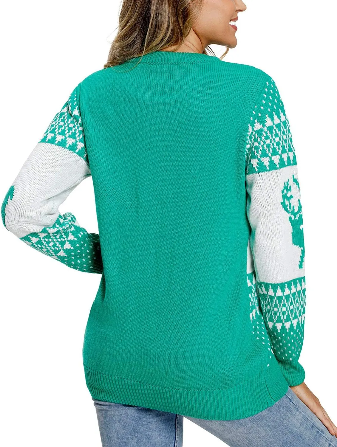 LookbookStore Women Ugly Christmas Tree Reindeer Holiday Knit Sweater Pullover