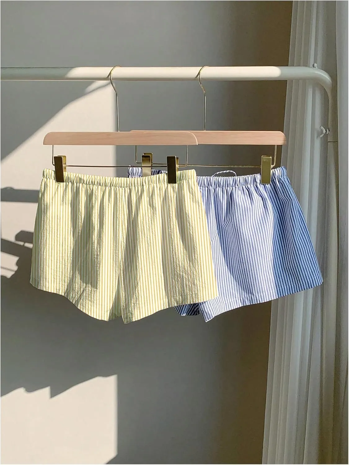 MakeMeChic Women's 2 Pack Linen Shorts Summer Beach Pajama Boxer Shorts