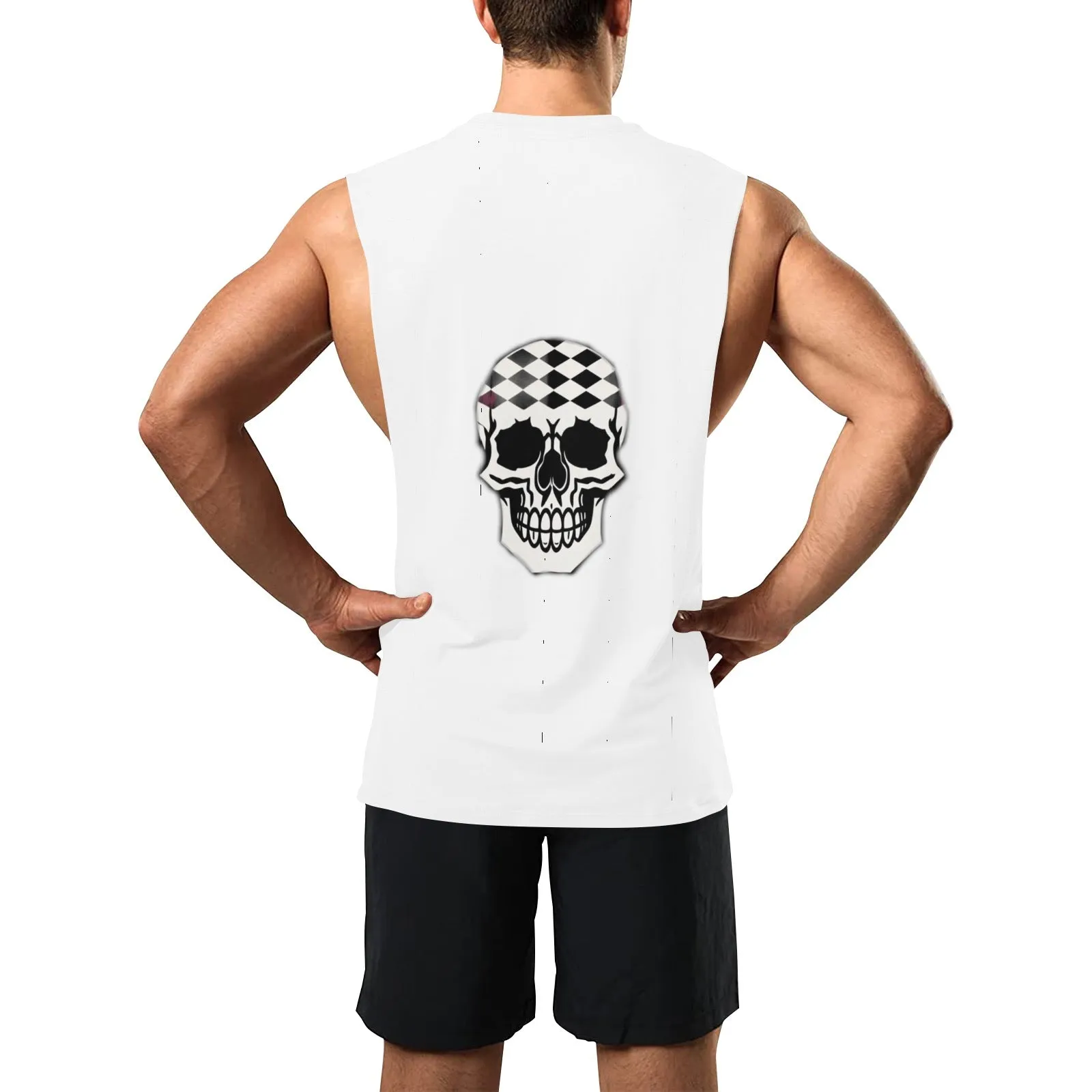 Men's Open Sides Workout Tank Top (T72) Jaxs17 skull print
