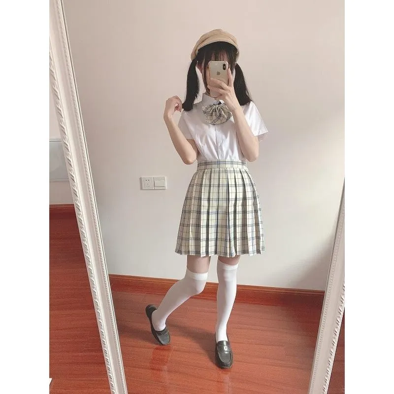 [Pink] Jk vintage plaid seifuku uniform skirt