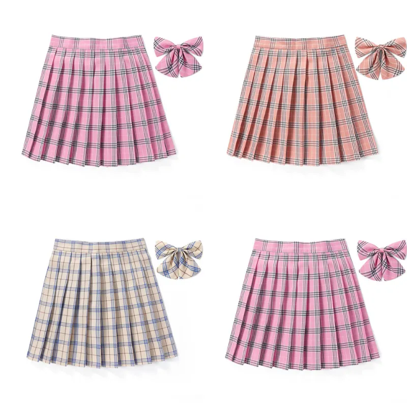 [Pink] Jk vintage plaid seifuku uniform skirt