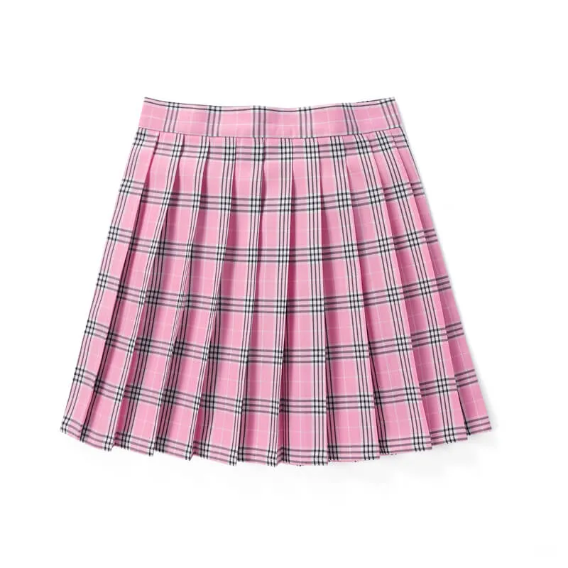 [Pink] Jk vintage plaid seifuku uniform skirt