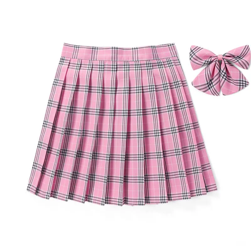 [Pink] Jk vintage plaid seifuku uniform skirt