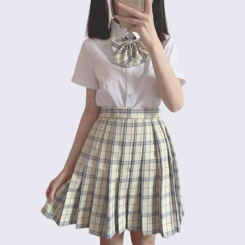 [Pink] Jk vintage plaid seifuku uniform skirt
