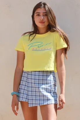 Purrr Melrose T-Shirt - Yellow with Embroidered Logo