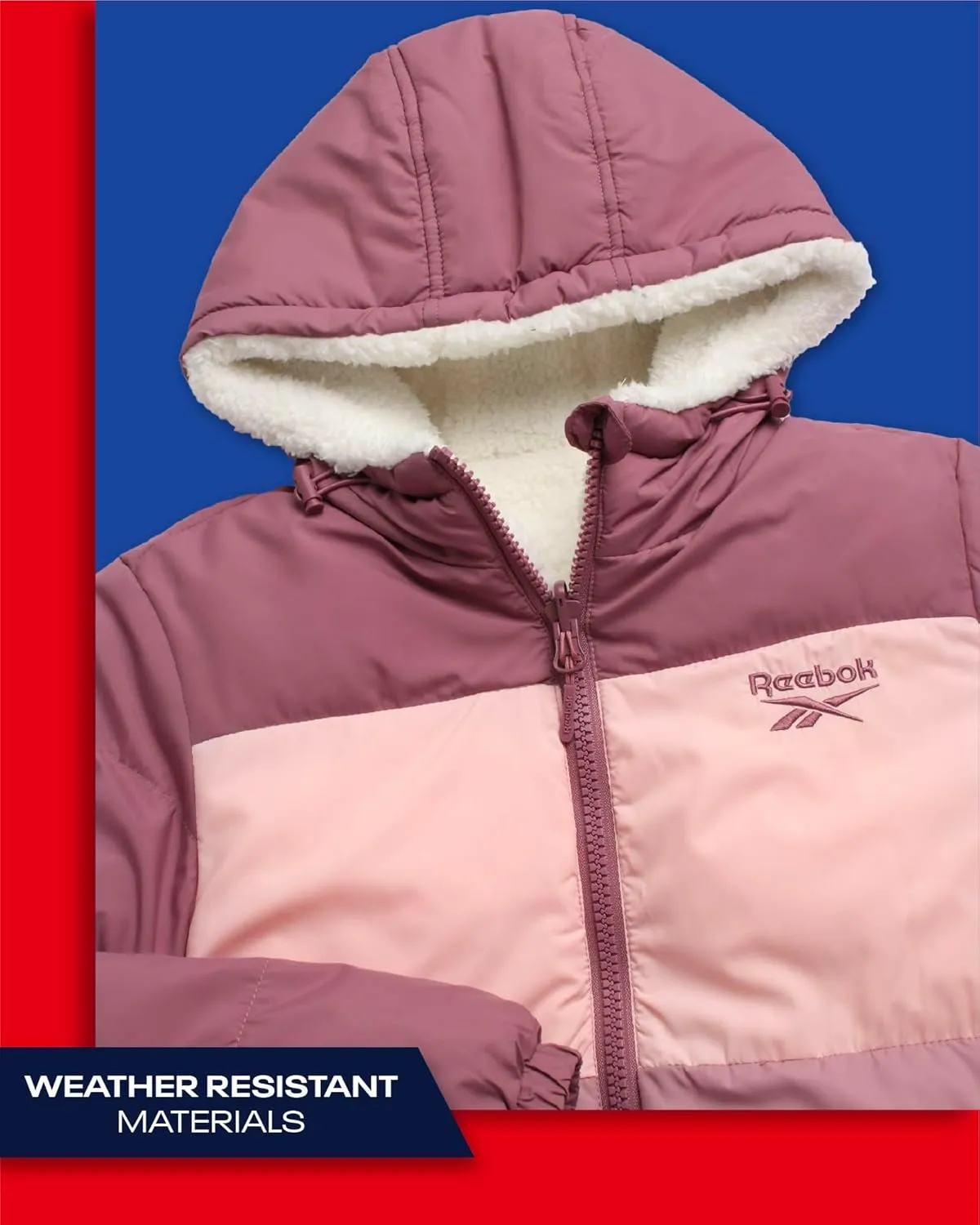 Reebok Women's Winter Jacket - Reversible Quilted Puffer Coat with Sherpa Fleece Lining - Reversible Jacket for Women (S-XL)