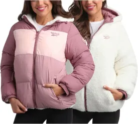 Reebok Women's Winter Jacket - Reversible Quilted Puffer Coat with Sherpa Fleece Lining - Reversible Jacket for Women (S-XL)