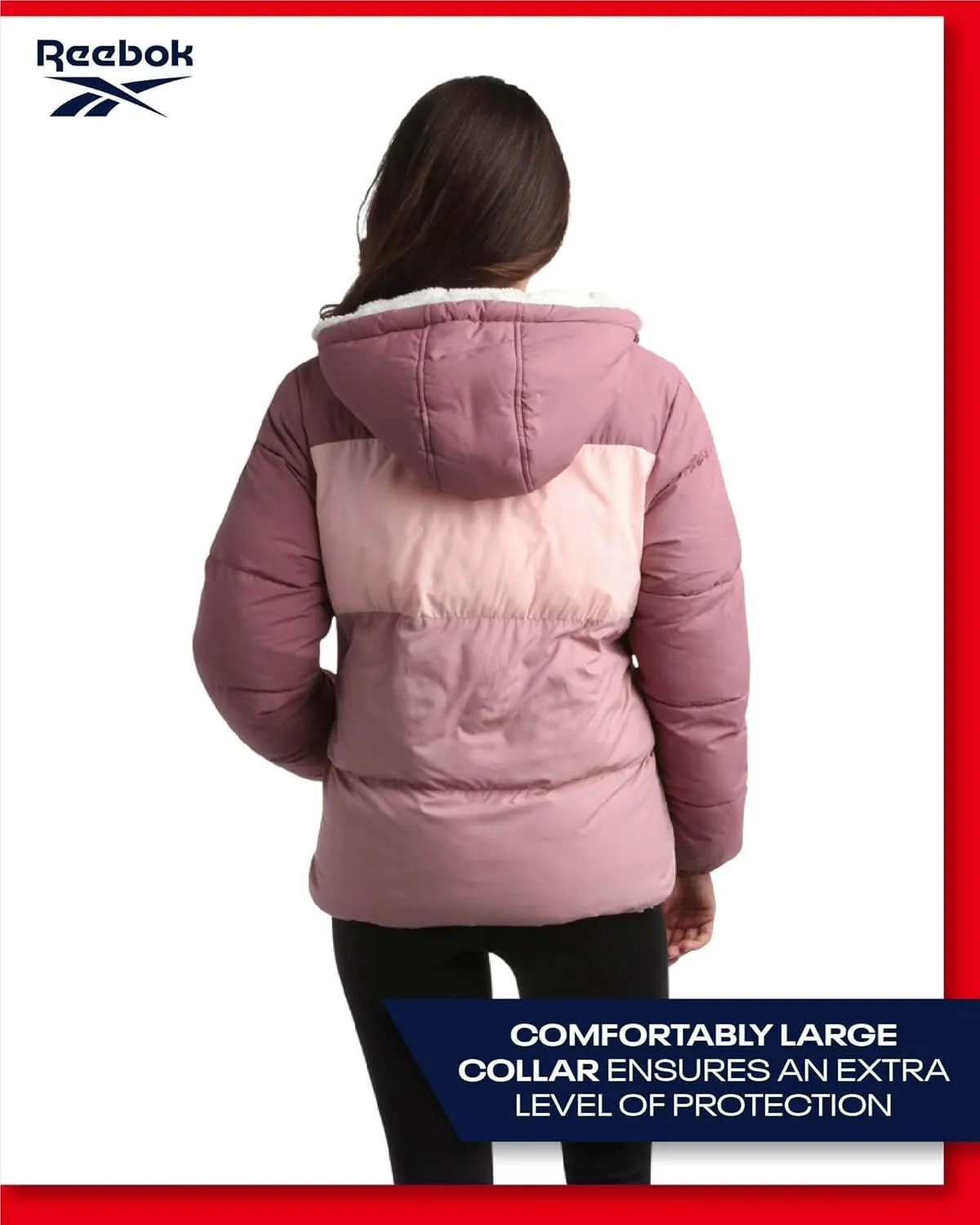 Reebok Women's Winter Jacket - Reversible Quilted Puffer Coat with Sherpa Fleece Lining - Reversible Jacket for Women (S-XL)