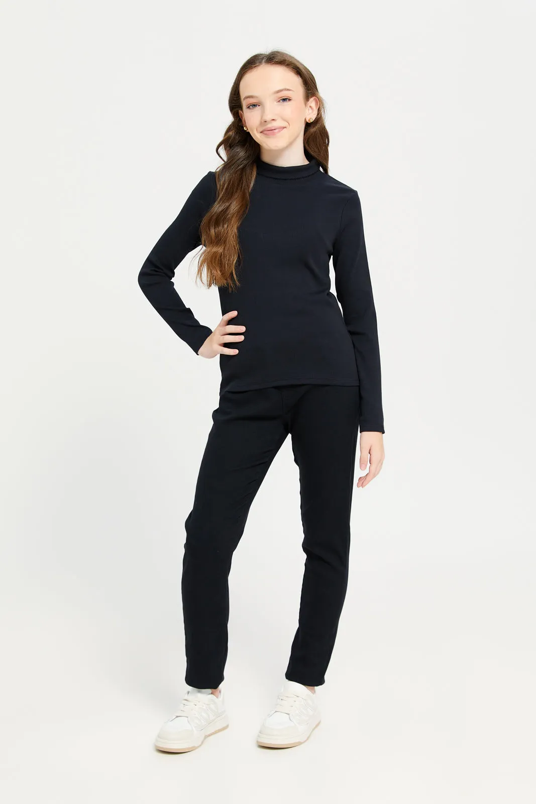 Senior Girls Black Basic Jeggings