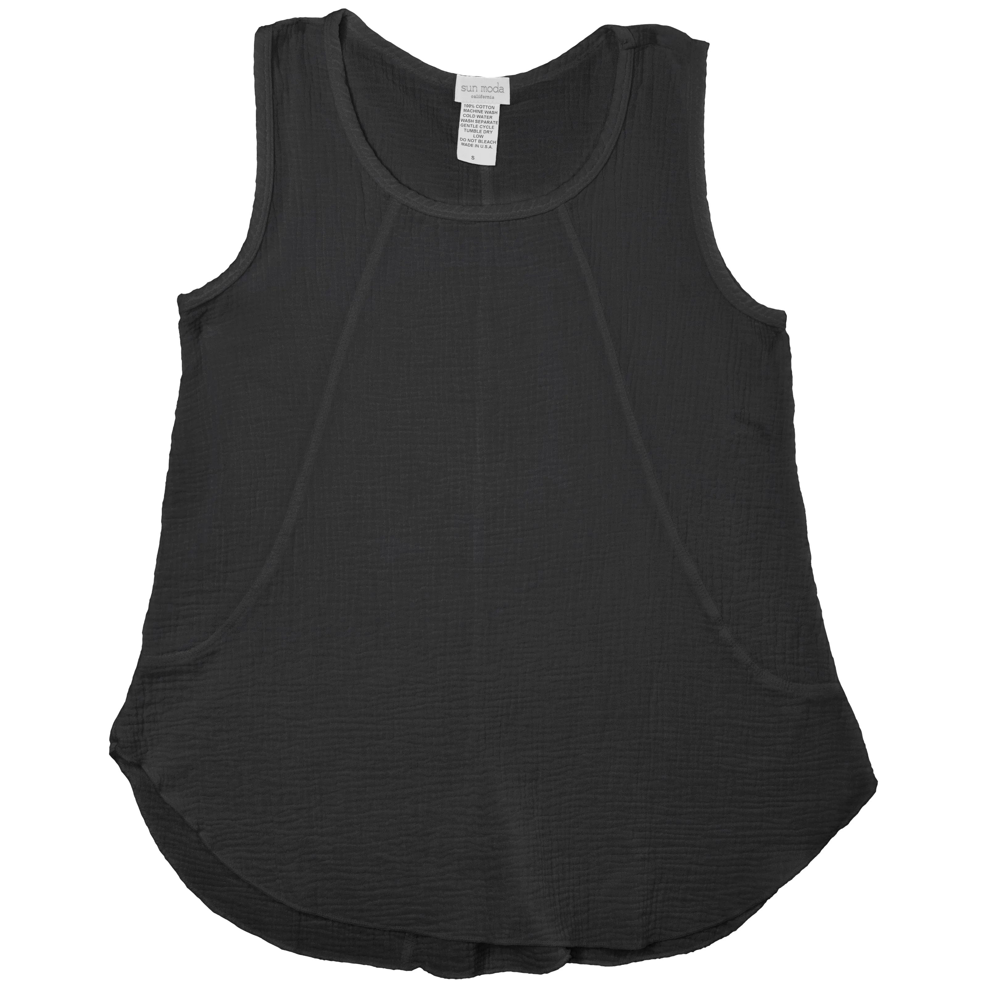 Sun Moda Women’s Maui Tank Top Double Gauze Split Tail Resort Wear Made in USA