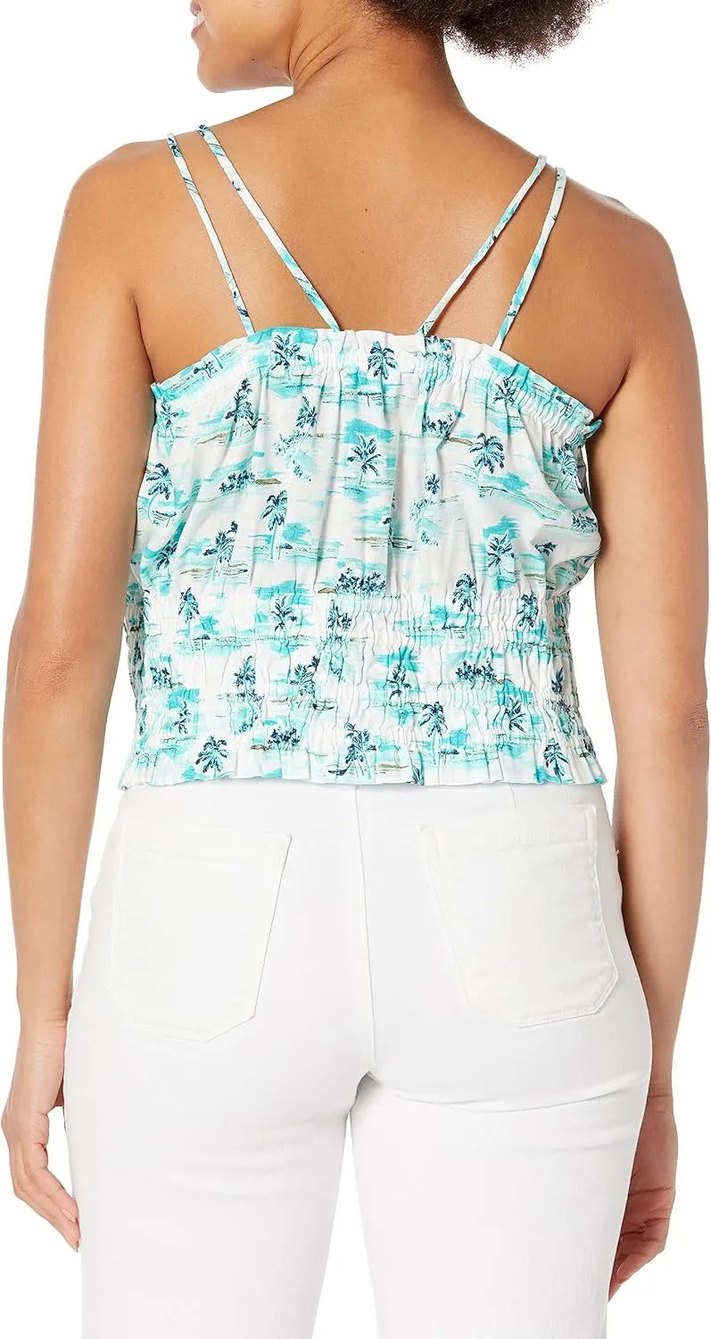Tommy Hilfiger Women's Beach Print Smocked Tank Top Shirt