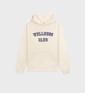 Wellness Club Flocked Hoodie - Cream/Navy