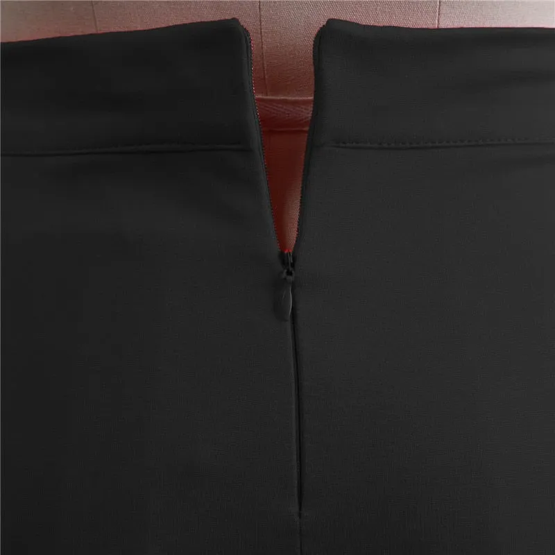 Wjczt New Women Elegant Slim Pencil Skirts High Waist Ladies Skirt Side Split Button Office Ladies Bodycon Fitted Skirts