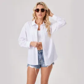 Womens Button Down Shirts Long Sleeve Wrinkle Free Work Office Button Up Dress Shirt with Pocket