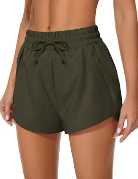 Women's Running Shorts High Waisted Quick Dry Athletic Shorts Sports Workout Gym Track Drawstring Shorts with Pockets