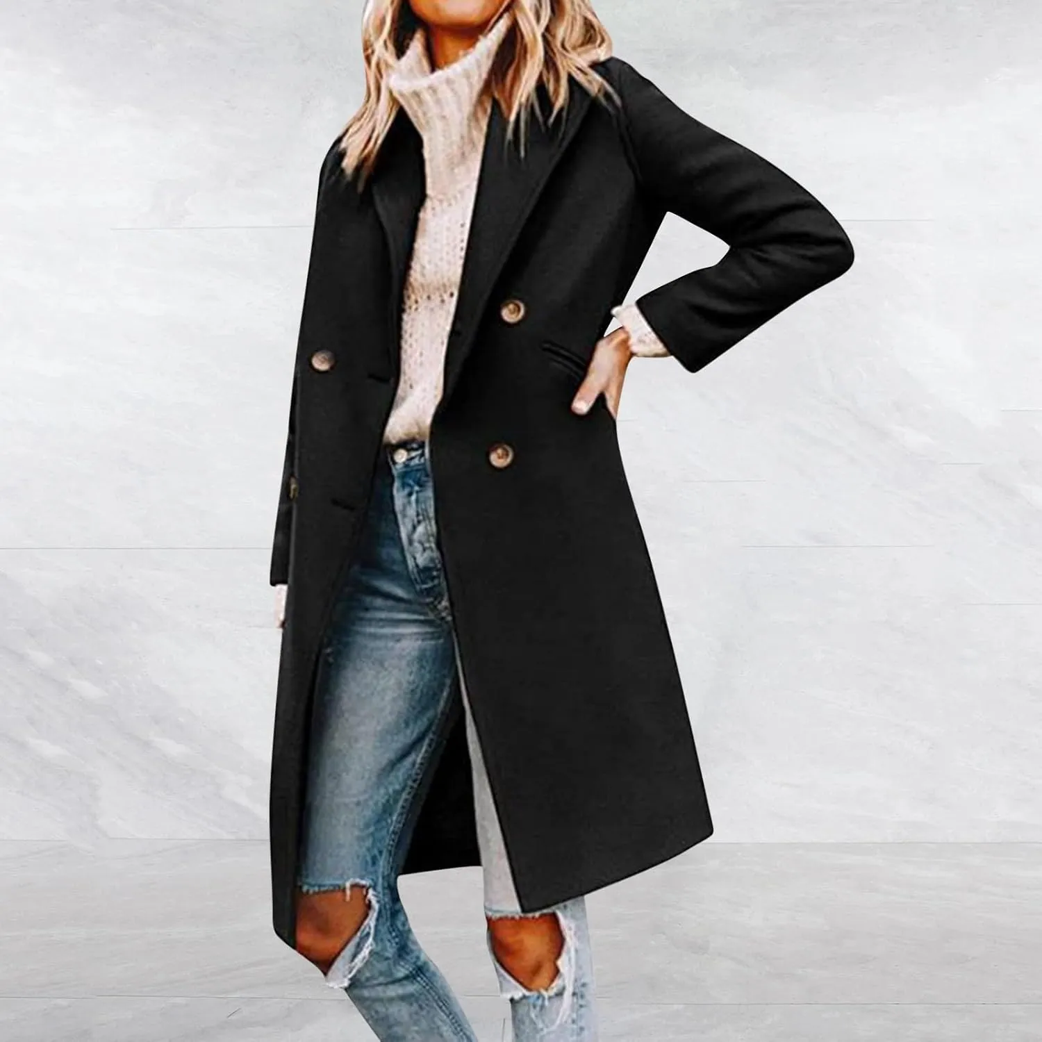 Woolen Jacket Fall And Winter Fashion Long Coat Fall Wool Peacoat Shawl Collar Trench Hooded Jacket for