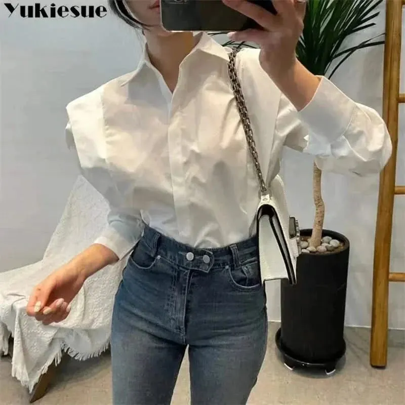 YUKIESUE Women's Long-Sleeve Loose Blouse