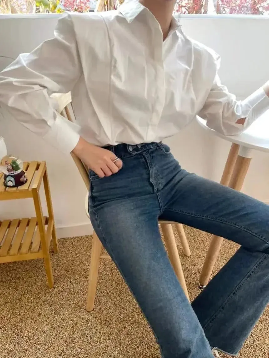 YUKIESUE Women's Long-Sleeve Loose Blouse