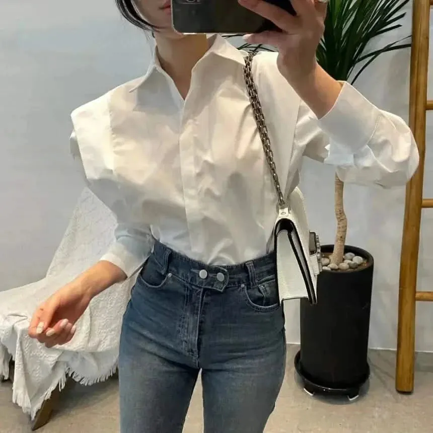 YUKIESUE Women's Long-Sleeve Loose Blouse