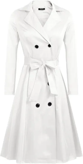 Zeagoo Women's Trench Coats Double-Breasted Long Coat with Belt